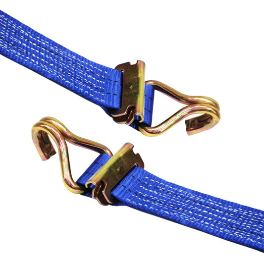 ラッシングベルト青 レール/Jフック 使用荷重1000kg 幅50mm 各種