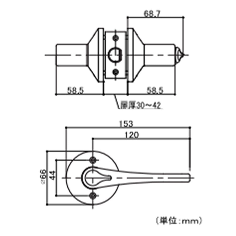 ECLE 兼用取替バリアフリーレバー錠(空錠)アルミレバータイプ