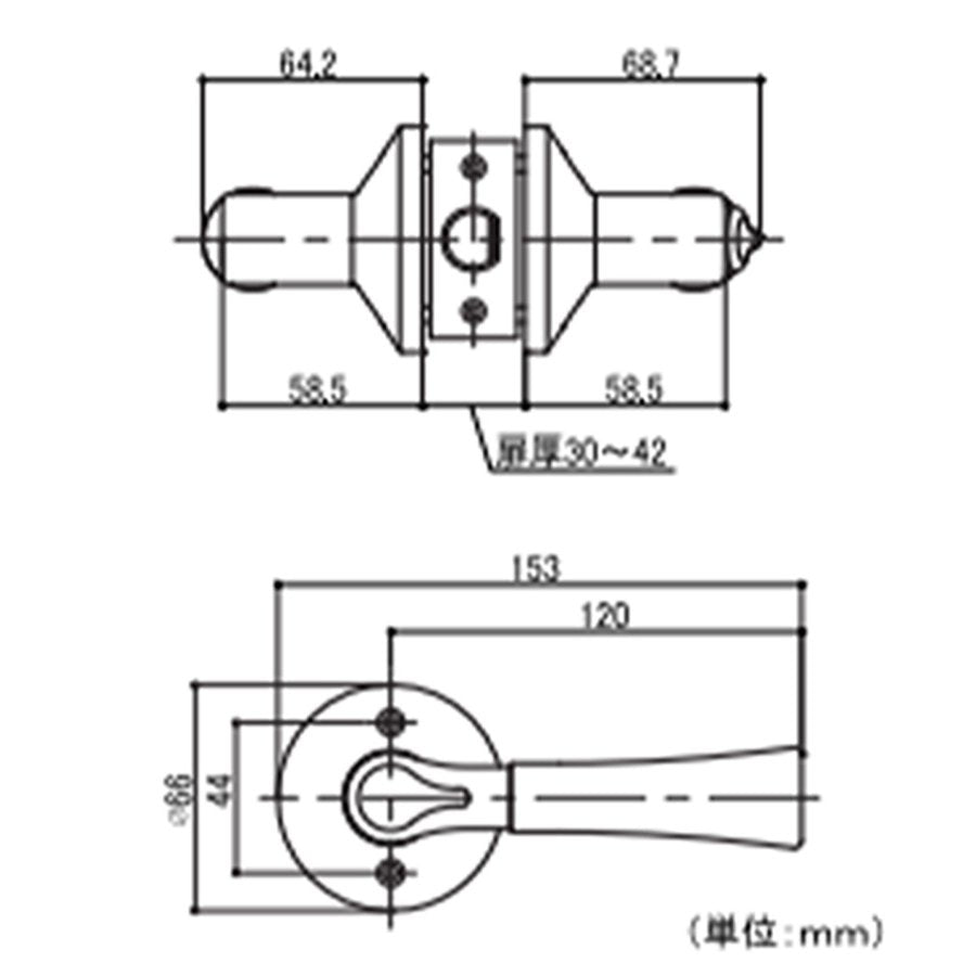 ECLE 兼用取替バリアフリーレバー錠(空錠)木製レバータイプ
